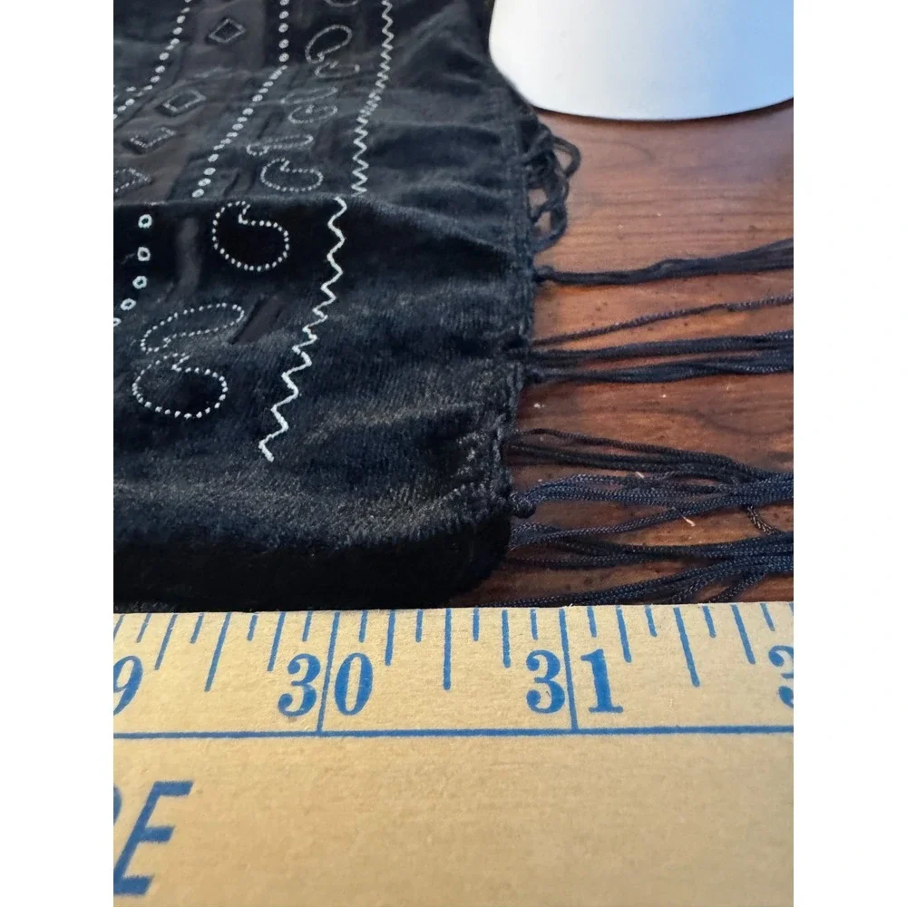 Whimsigoth Silk Velvet Burnout Scarf Shawl Wrap Dark Romantic Feminine Fringe